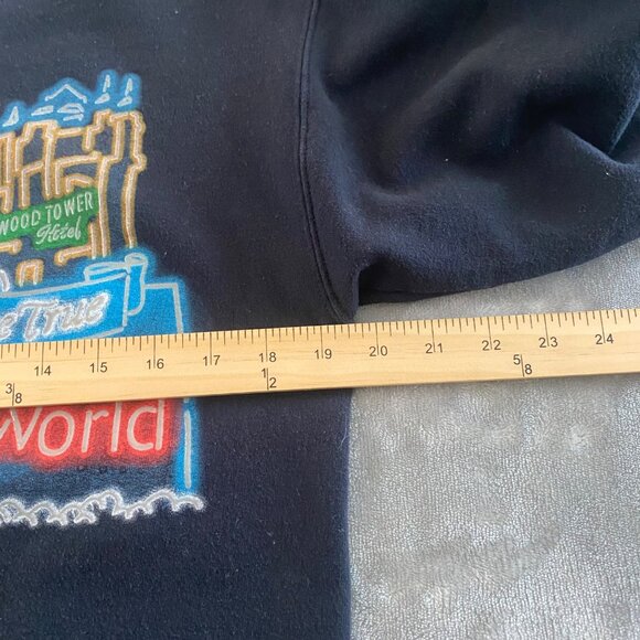 Disney Parks Walt Disney World Sweatshirt Small Black‎ Crewneck Neon Embroidered - Picture 5 of 7